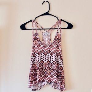 Charlotte Russe Burgundy/ White Loose Tank Top